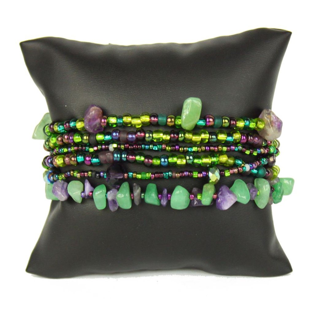 Czech Glass Bead Peacock Colors 6 Strand Bracelet